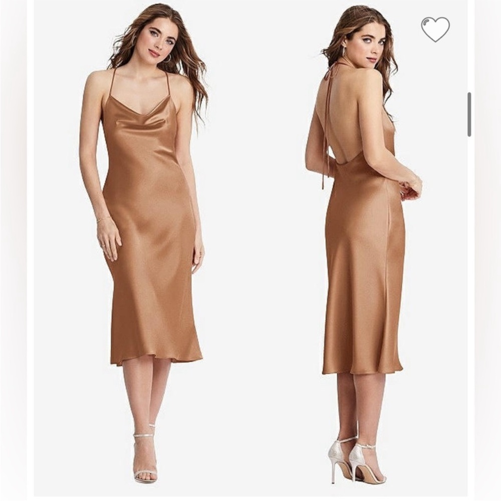 Piper Gold Slip Dress Spaghetti Strap Cowl Neck